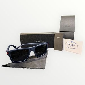Prada Navy Blue Rectangular Sunglasses w/ Case